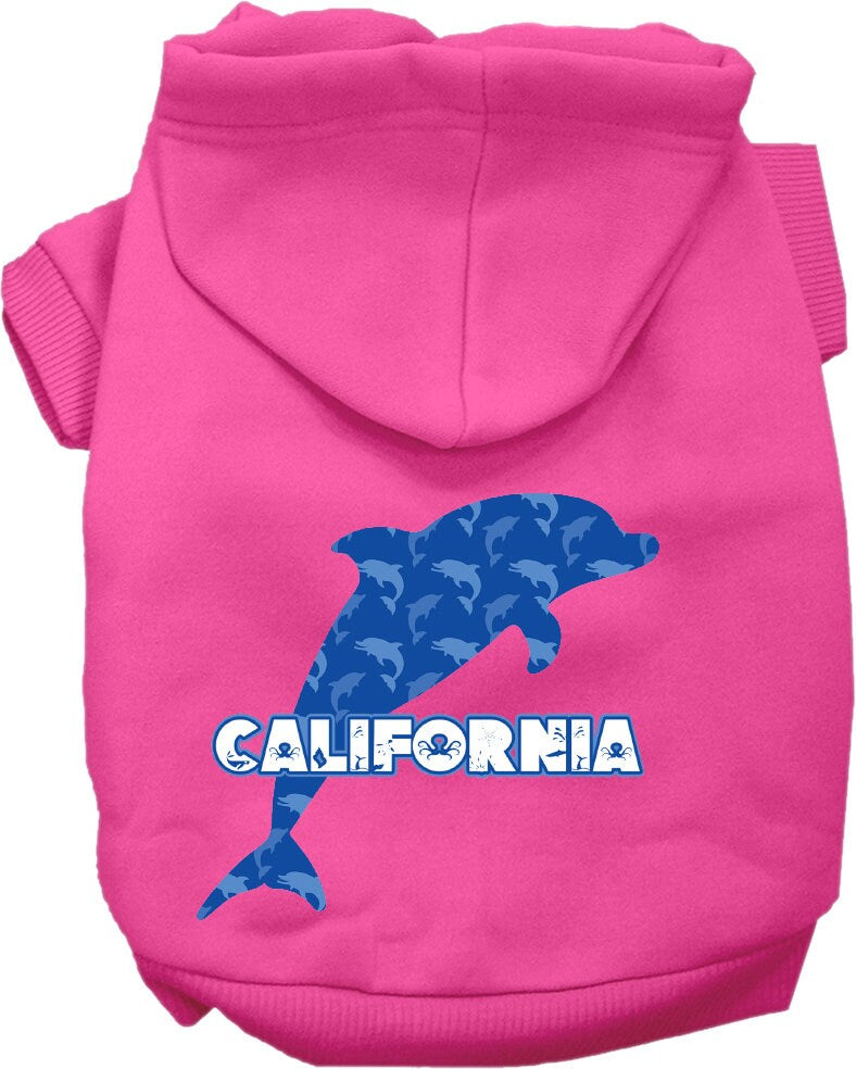 Sudadera con capucha serigrafiada para perros y gatos, para mascotas medianas y grandes (tallas 2XL-6XL), "California Blue Dolphins"