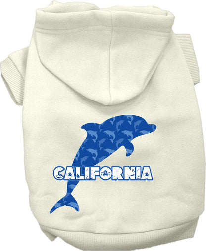 Sudadera con capucha serigrafiada para perros y gatos, para mascotas medianas y grandes (tallas 2XL-6XL), "California Blue Dolphins"