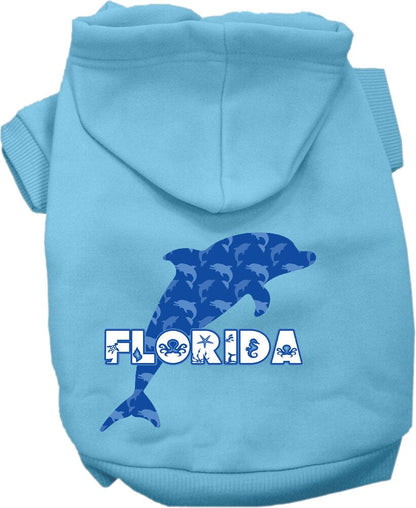 Pet Dog & Cat Screen Printed Hoodie for Medium to Large Pets (Sizes 2XL-6XL), "Florida Blue Dolphins"