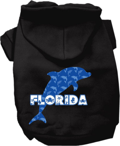 Sudadera con capucha serigrafiada para perros y gatos, para mascotas medianas y grandes (tallas 2XL-6XL), "Florida Blue Dolphins"