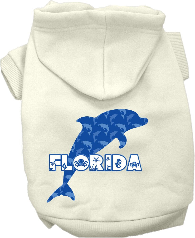 Sudadera con capucha serigrafiada para perros y gatos, para mascotas medianas y grandes (tallas 2XL-6XL), "Florida Blue Dolphins"