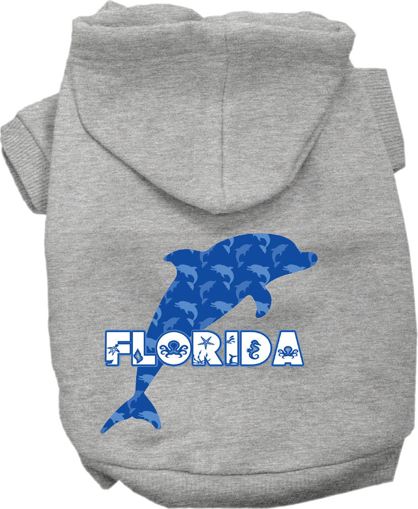 Sudadera con capucha serigrafiada para perros y gatos, para mascotas medianas y grandes (tallas 2XL-6XL), "Florida Blue Dolphins"