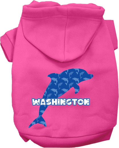 Sudadera con capucha serigrafiada para perros y gatos, para mascotas pequeñas y medianas (tallas XS a XL), "Washington Blue Dolphins"