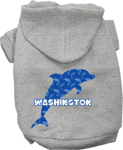 Sudadera con capucha serigrafiada para perros y gatos, para mascotas pequeñas y medianas (tallas XS a XL), "Washington Blue Dolphins"