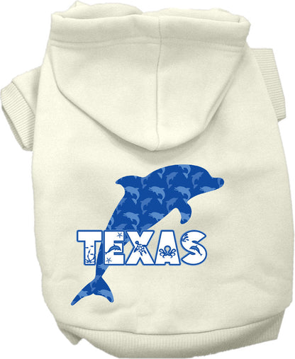 Sudadera con capucha serigrafiada para perros y gatos, para mascotas pequeñas y medianas (tallas XS a XL), "Texas Blue Dolphins"