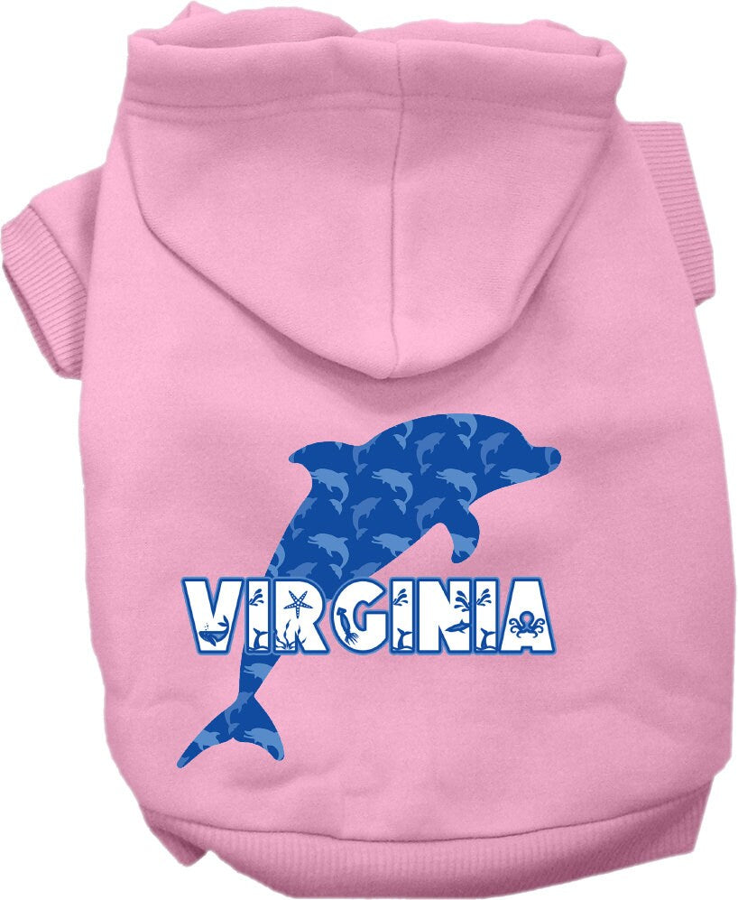 Pet Dog & Cat Screen Printed Hoodie for Small to Medium Pets (Sizes XS-XL), "Virginia Blue Dolphins"