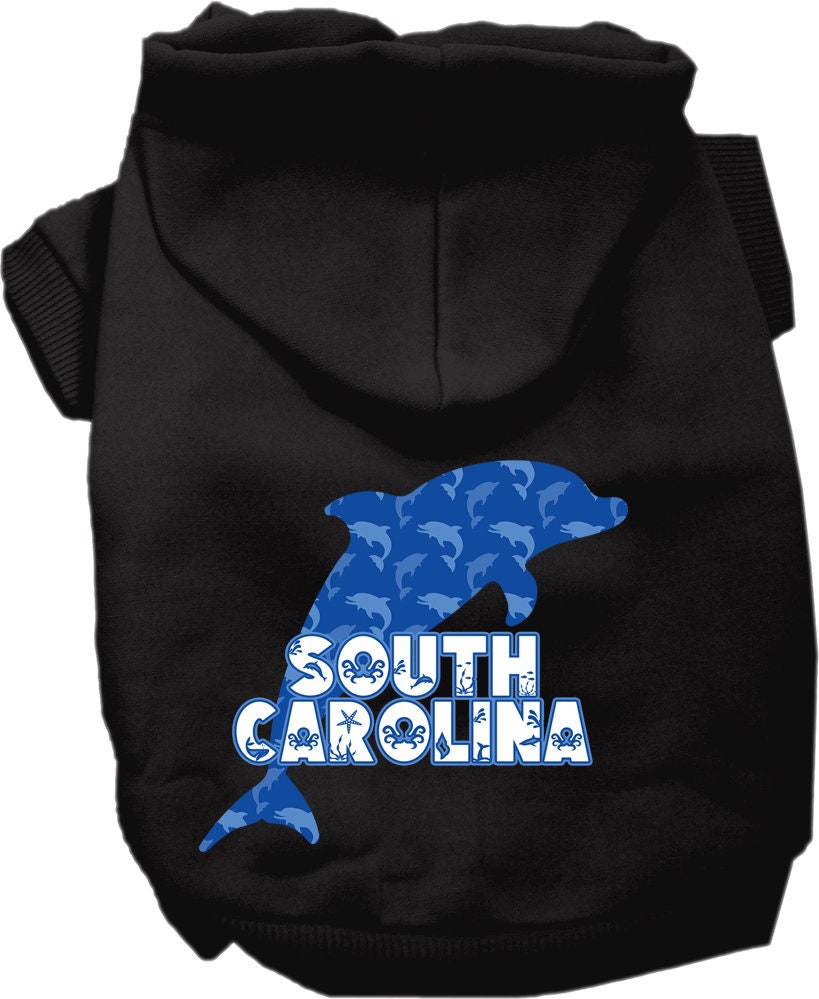 Sudadera con capucha serigrafiada para perros y gatos, para mascotas medianas y grandes (tallas 2XL a 6XL), "South Carolina Blue Dolphins"