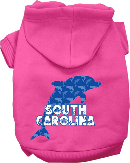 Sudadera con capucha serigrafiada para perros y gatos, para mascotas medianas y grandes (tallas 2XL a 6XL), "South Carolina Blue Dolphins"