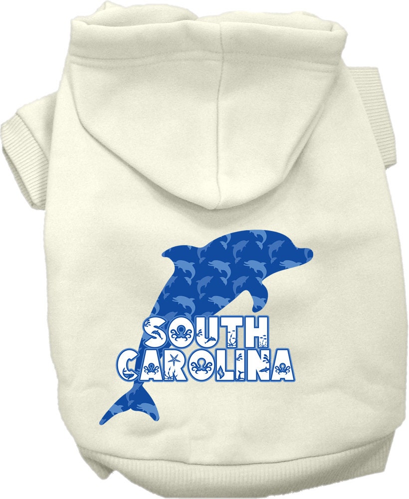 Sudadera con capucha serigrafiada para perros y gatos, para mascotas medianas y grandes (tallas 2XL a 6XL), "South Carolina Blue Dolphins"