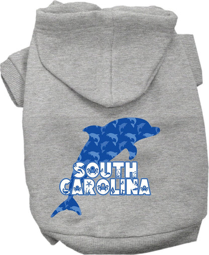 Sudadera con capucha serigrafiada para perros y gatos, para mascotas medianas y grandes (tallas 2XL a 6XL), "South Carolina Blue Dolphins"