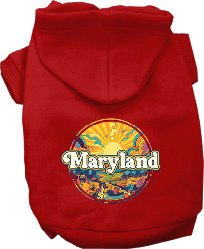 Pet Dog & Cat Screen Printed Hoodie for Medium to Large Pets (Sizes 2XL-6XL), "Maryland Trippy Peaks"