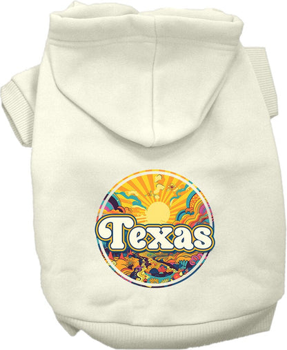 Sudadera con capucha serigrafiada para perros y gatos, para mascotas pequeñas y medianas (tallas XS a XL), "Texas Trippy Peaks"