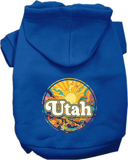 Sudadera con capucha serigrafiada para perros y gatos, para mascotas pequeñas y medianas (tallas XS a XL), "Utah Trippy Peaks"