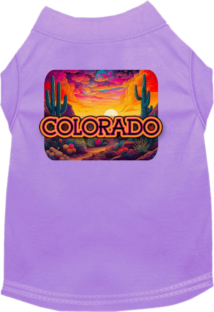 Pet Dog & Cat Screen Printed Shirt for Medium to Large Pets (Sizes 2XL-6XL), "Colorado Neon Desert"