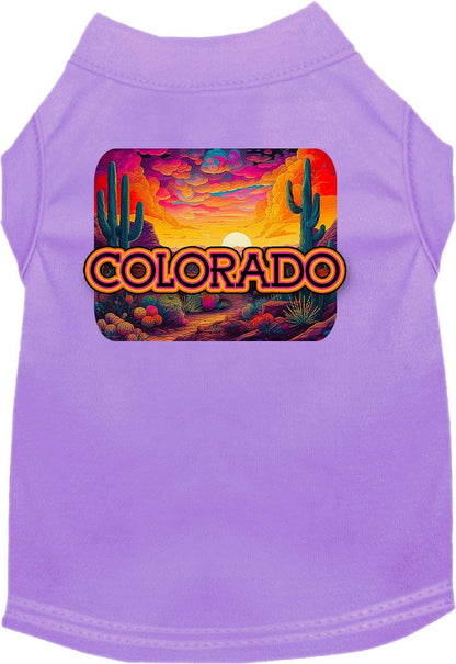 Pet Dog & Cat Screen Printed Shirt for Medium to Large Pets (Sizes 2XL-6XL), "Colorado Neon Desert"