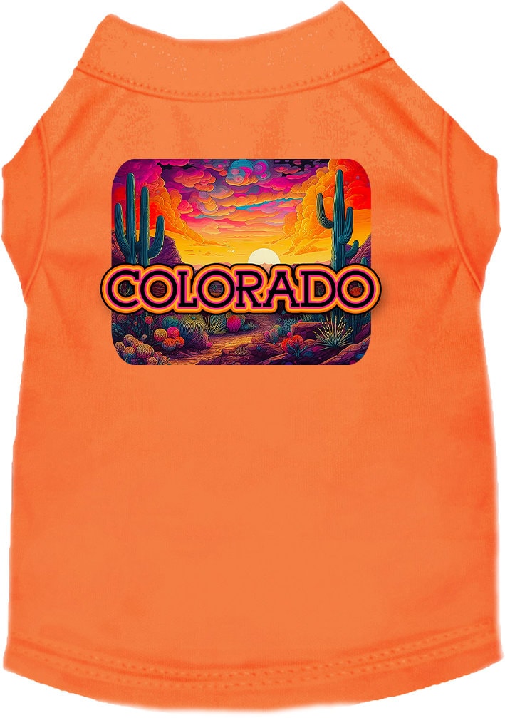 Pet Dog & Cat Screen Printed Shirt for Medium to Large Pets (Sizes 2XL-6XL), "Colorado Neon Desert"