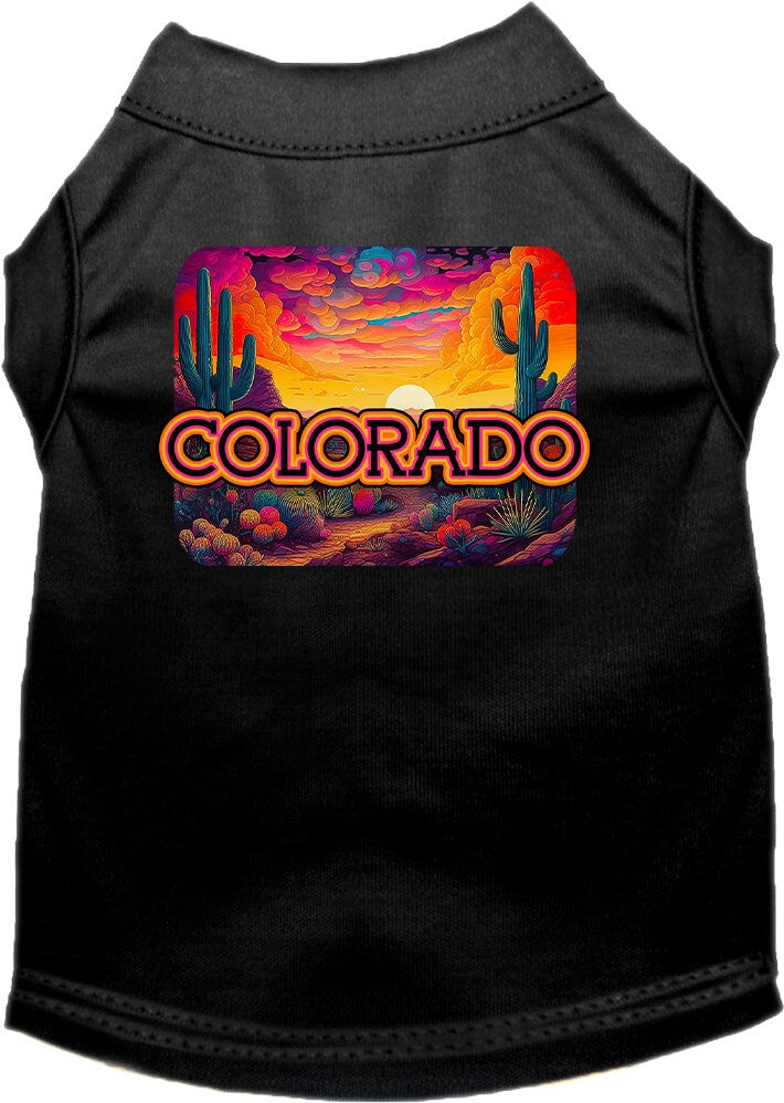 Pet Dog & Cat Screen Printed Shirt for Small to Medium Pets (Sizes XS-XL), "Colorado Neon Desert"