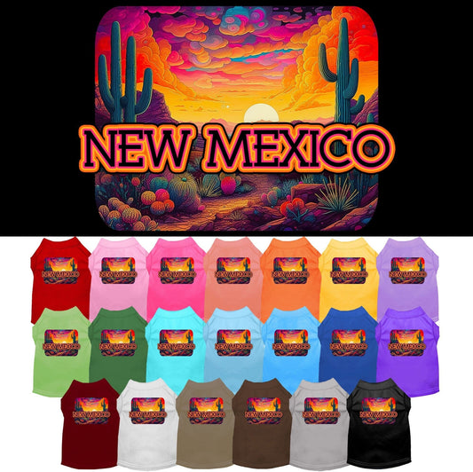 Camiseta serigrafiada para perros y gatos, para mascotas pequeñas y medianas (tallas XS a XL), "New Mexico Neon Desert"