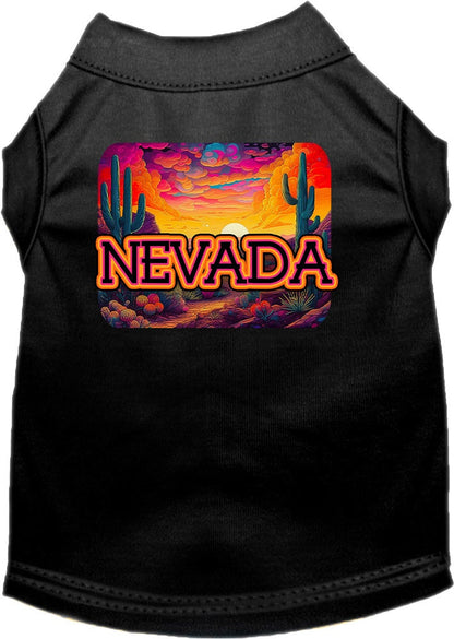 Camiseta serigrafiada para perros y gatos, para mascotas pequeñas y medianas (tallas XS a XL), "Nevada Neon Desert"