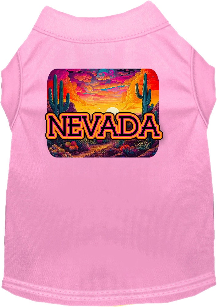 Camiseta serigrafiada para perros y gatos, para mascotas pequeñas y medianas (tallas XS a XL), "Nevada Neon Desert"