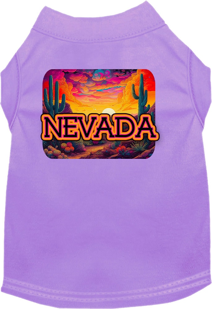 Camiseta serigrafiada para perros y gatos, para mascotas pequeñas y medianas (tallas XS a XL), "Nevada Neon Desert"