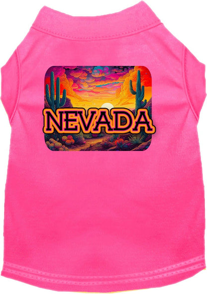 Camiseta serigrafiada para perros y gatos, para mascotas pequeñas y medianas (tallas XS a XL), "Nevada Neon Desert"