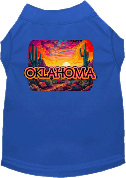 Camiseta serigrafiada para perros y gatos, para mascotas pequeñas y medianas (tallas XS a XL), "Oklahoma Neon Desert"