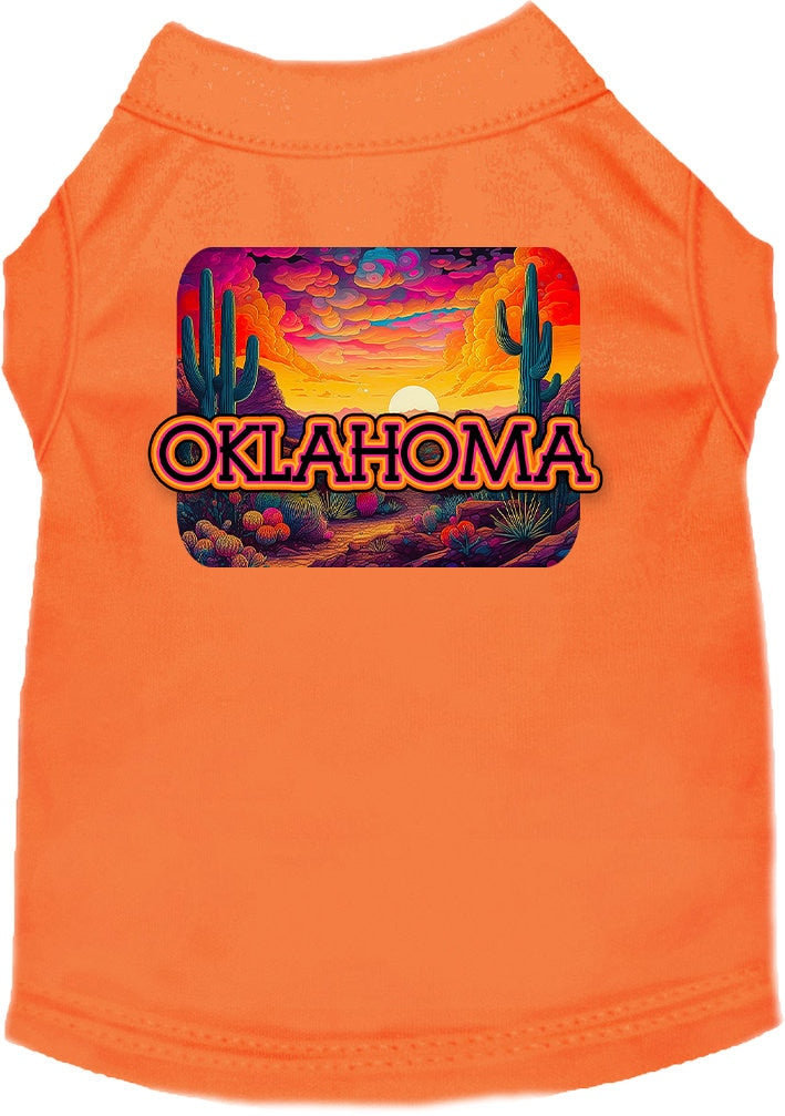 Camiseta serigrafiada para perros y gatos, para mascotas pequeñas y medianas (tallas XS a XL), "Oklahoma Neon Desert"