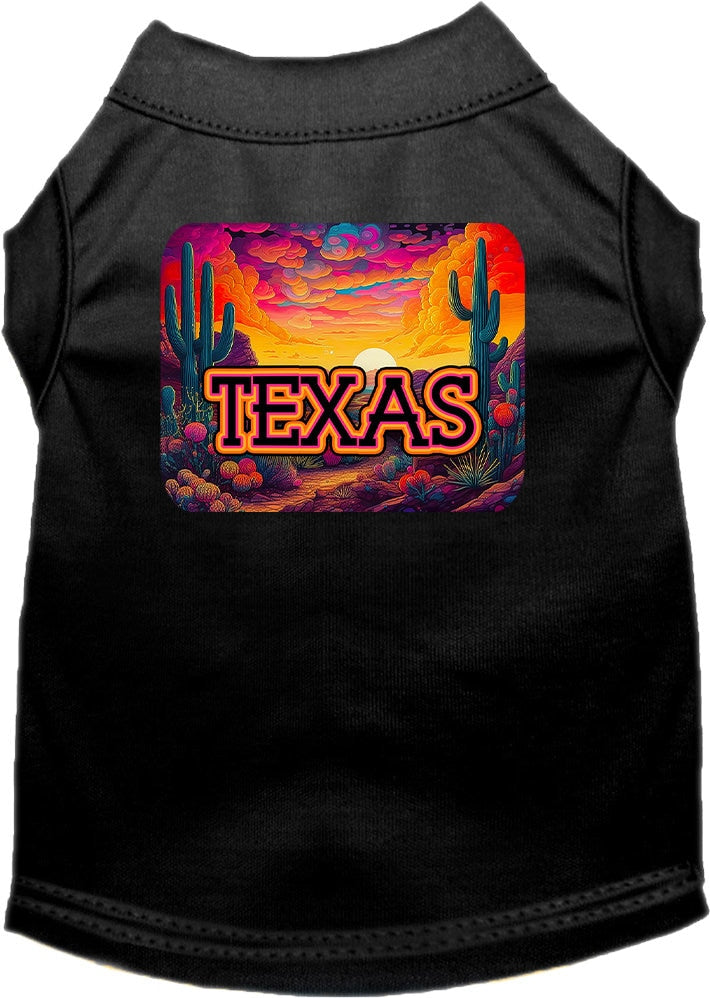 Camiseta serigrafiada para perros y gatos, para mascotas medianas y grandes (tallas 2XL-6XL), "Texas Neon Desert"