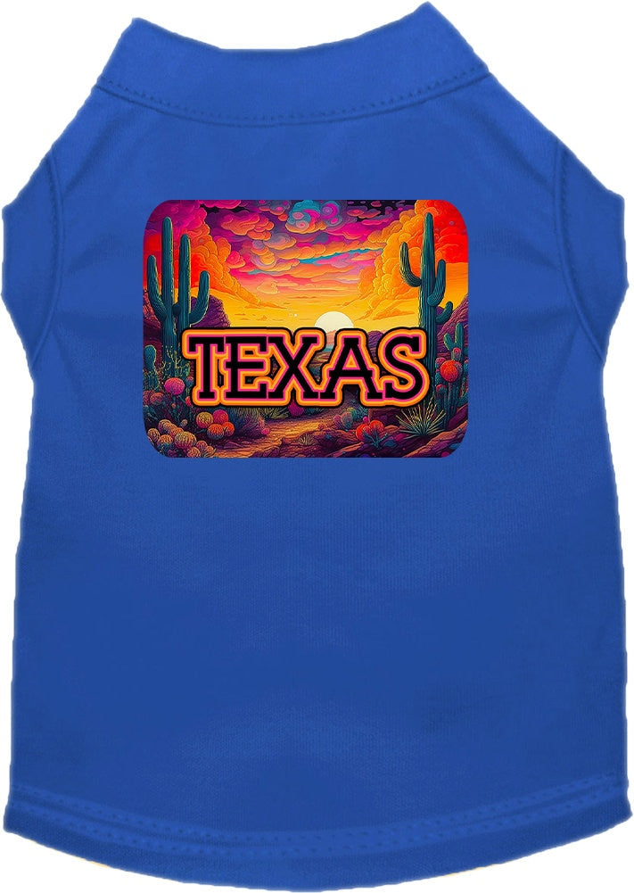 Camiseta serigrafiada para perros y gatos, para mascotas medianas y grandes (tallas 2XL-6XL), "Texas Neon Desert"