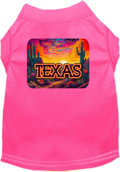 Camiseta serigrafiada para perros y gatos, para mascotas medianas y grandes (tallas 2XL-6XL), "Texas Neon Desert"