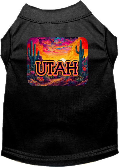 Camiseta serigrafiada para perros y gatos, para mascotas pequeñas y medianas (tallas XS a XL), "Utah Neon Desert"