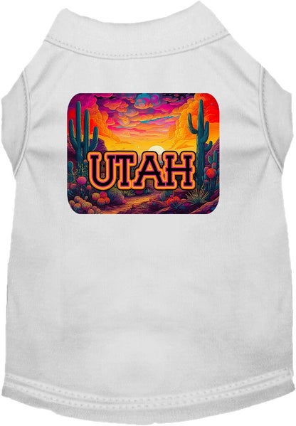 Camiseta serigrafiada para perros y gatos, para mascotas pequeñas y medianas (tallas XS a XL), "Utah Neon Desert"