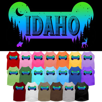 Camiseta serigrafiada para perros y gatos, para mascotas pequeñas y medianas (tallas XS a XL), "Idaho Mountain Shades"