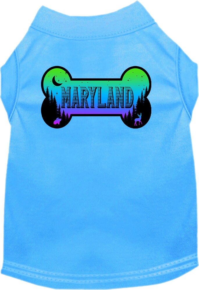 Camiseta serigrafiada para perros y gatos, para mascotas pequeñas y medianas (tallas XS a XL), "Maryland Mountain Shades"