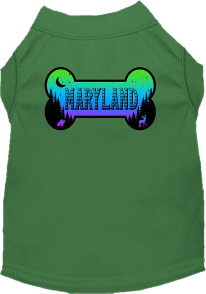 Camiseta serigrafiada para perros y gatos, para mascotas pequeñas y medianas (tallas XS a XL), "Maryland Mountain Shades"