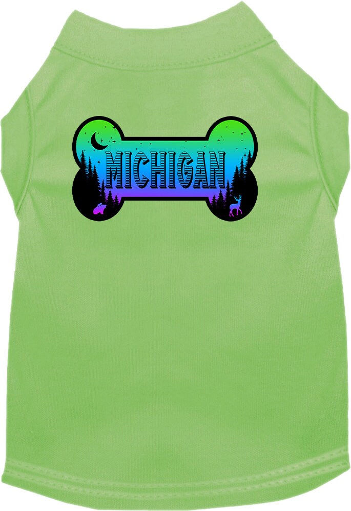 Camiseta serigrafiada para perros y gatos, para mascotas pequeñas y medianas (tallas XS a XL), "Michigan Mountain Shades"