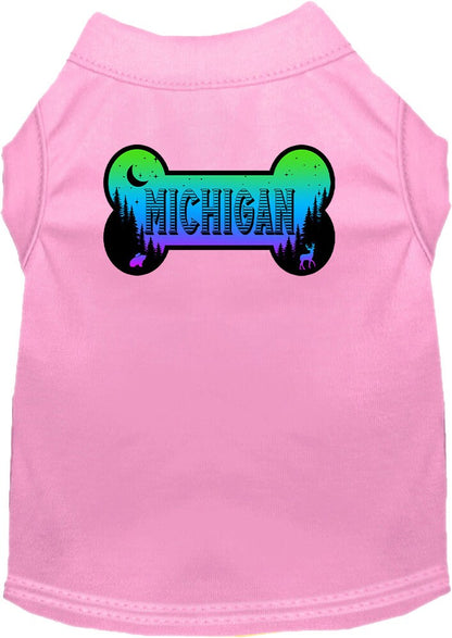 Camiseta serigrafiada para perros y gatos, para mascotas pequeñas y medianas (tallas XS a XL), "Michigan Mountain Shades"