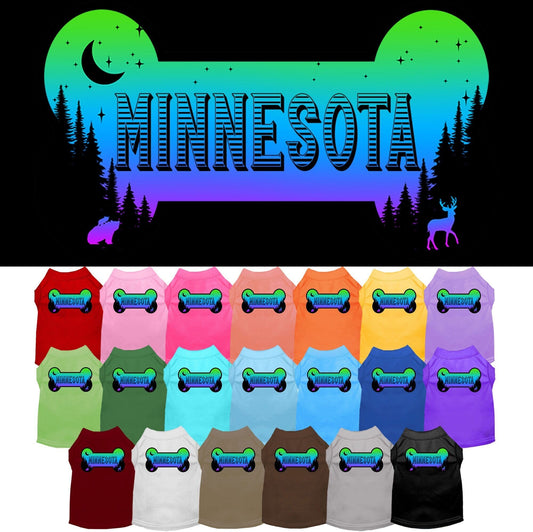 Pet Dog & Cat Screen Printed Shirt for Medium to Large Pets (Sizes 2XL-6XL), "Minnesota Mountain Shades"