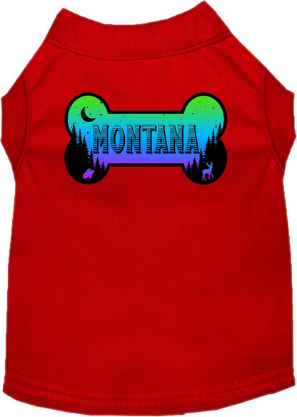 Camiseta serigrafiada para perros y gatos, para mascotas pequeñas y medianas (tallas XS a XL), "Montana Mountain Shades"