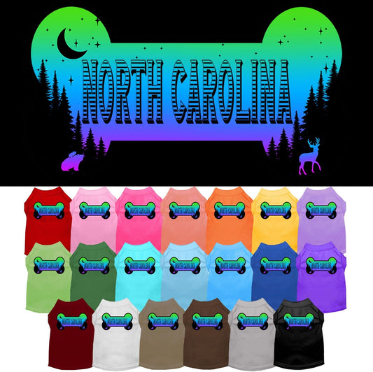 Camiseta serigrafiada para perros y gatos, para mascotas pequeñas y medianas (tallas XS a XL), "North Carolina Mountain Shades"