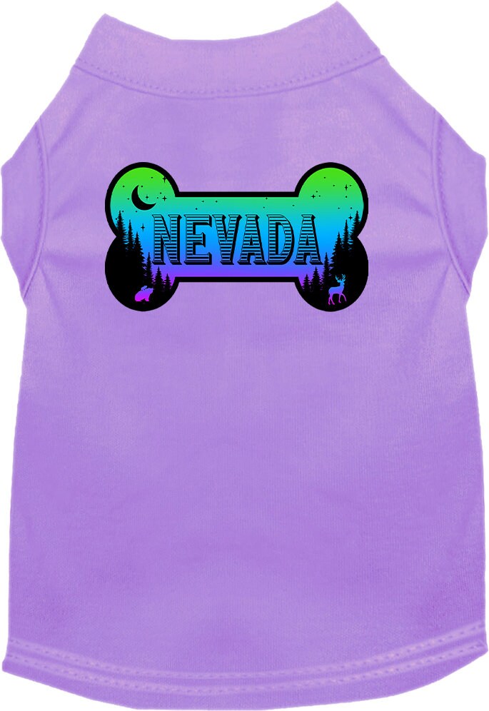 Camiseta serigrafiada para perros y gatos, para mascotas pequeñas y medianas (tallas XS a XL), "Nevada Mountain Shades"