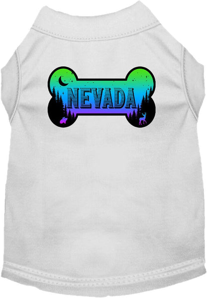 Camiseta serigrafiada para perros y gatos, para mascotas pequeñas y medianas (tallas XS a XL), "Nevada Mountain Shades"