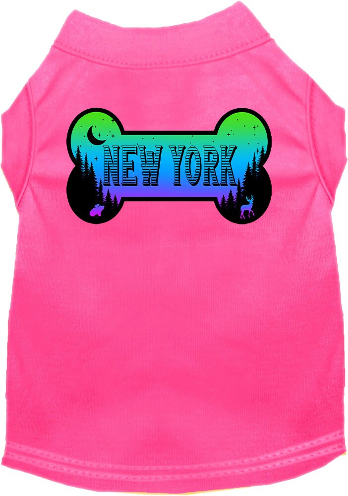 Camiseta serigrafiada para perros y gatos, para mascotas pequeñas y medianas (tallas XS a XL), "New York Mountain Shades"