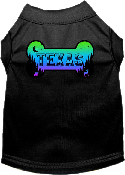 Camiseta serigrafiada para perros y gatos, para mascotas pequeñas y medianas (tallas XS a XL), "Texas Mountain Shades"