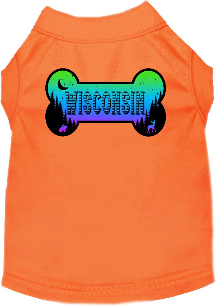 Camiseta serigrafiada para perros y gatos, para mascotas pequeñas y medianas (tallas XS a XL), "Wisconsin Mountain Shades"