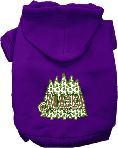 Sudadera con capucha serigrafiada para perros y gatos, para mascotas medianas y grandes (tallas 2XL-6XL), "Árboles del bosque de Alaska"