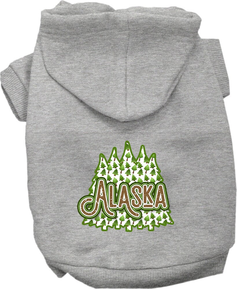 Sudadera con capucha serigrafiada para perros y gatos, para mascotas medianas y grandes (tallas 2XL-6XL), "Árboles del bosque de Alaska"