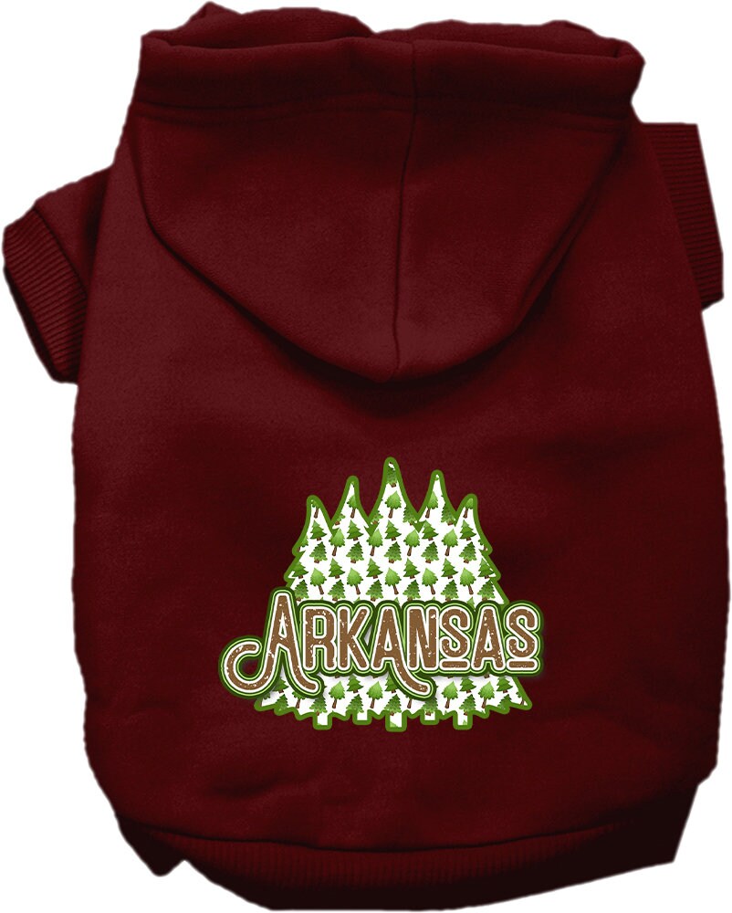 Sudadera con capucha serigrafiada para perros y gatos, para mascotas pequeñas y medianas (tallas XS a XL), "Arkansas Woodland Trees"