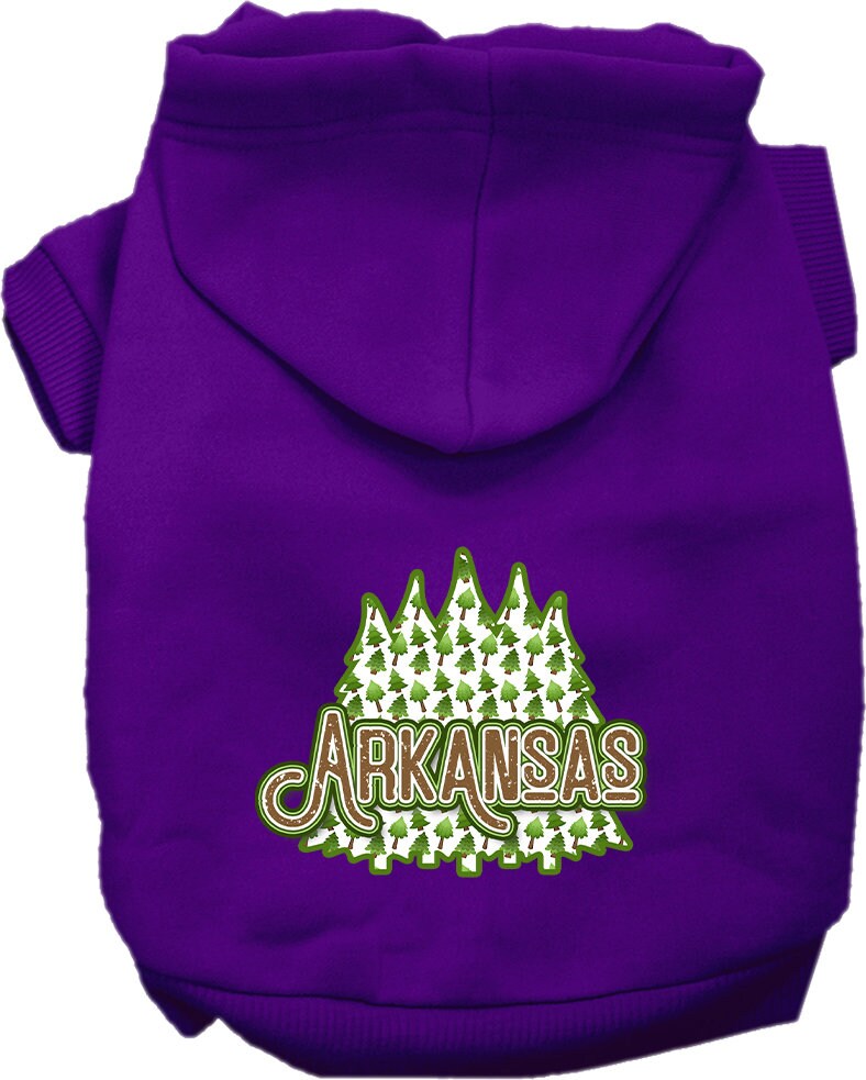 Sudadera con capucha serigrafiada para perros y gatos, para mascotas pequeñas y medianas (tallas XS a XL), "Arkansas Woodland Trees"